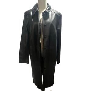 Modern Essentials Black Lambskin
Leather Button Front Mid Length
Coat Jacket‎ xl